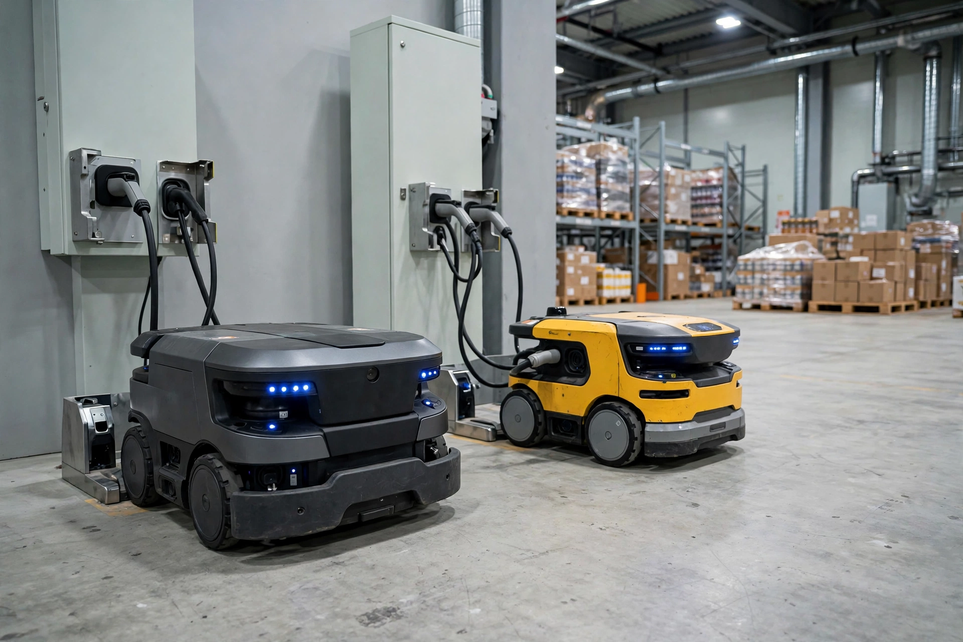 Comparación de métodos de carga de AGV: cambio de batería vs. carga automática vs. carga manual
