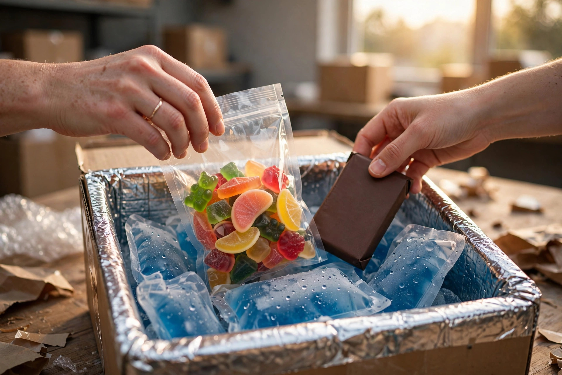 Temperature-controlled packing for meltable goods
