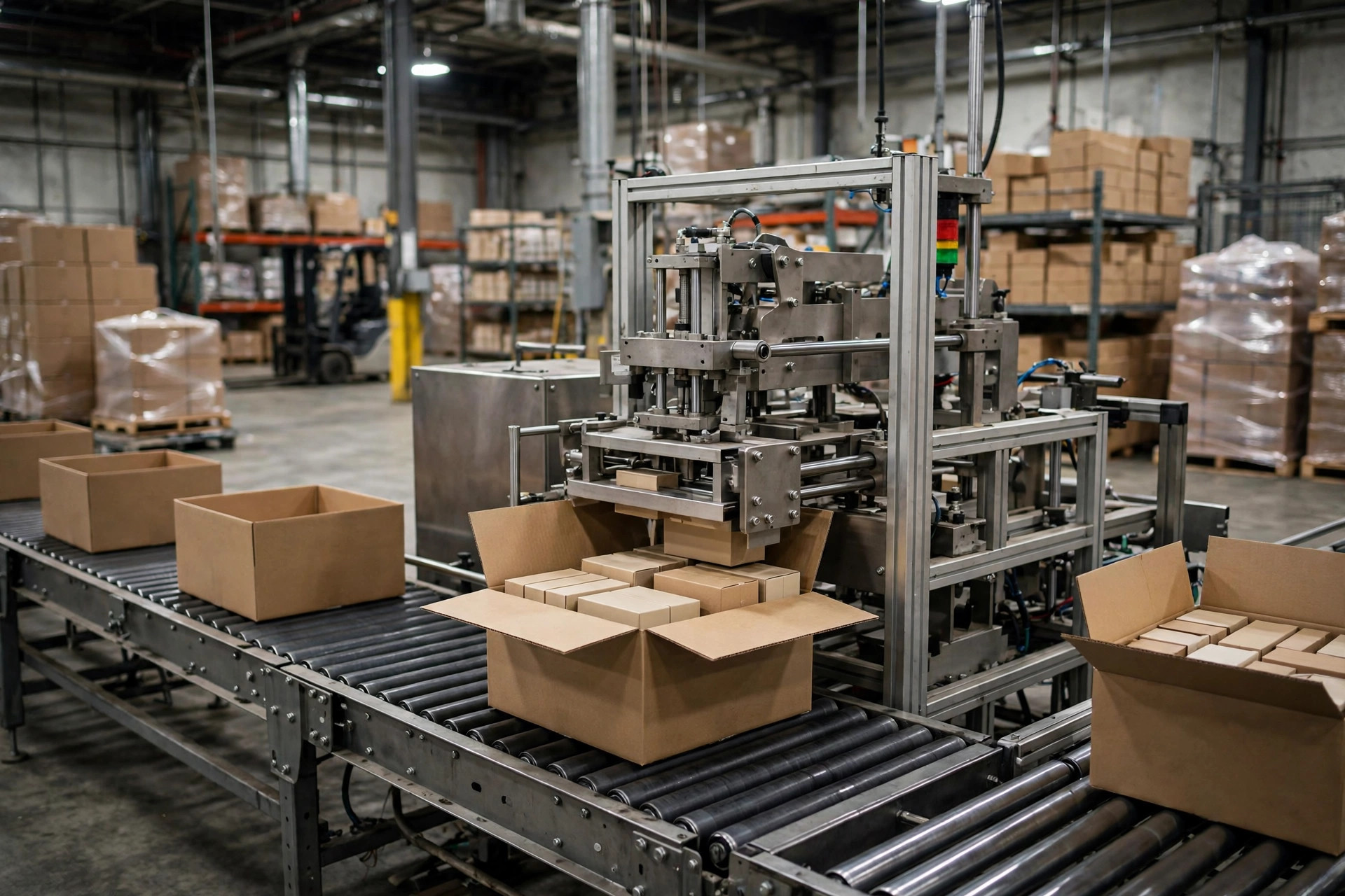 Guide de la machine encaisseuse pour entrepôts : chargement, croisillons et scellage sur une seule ligne