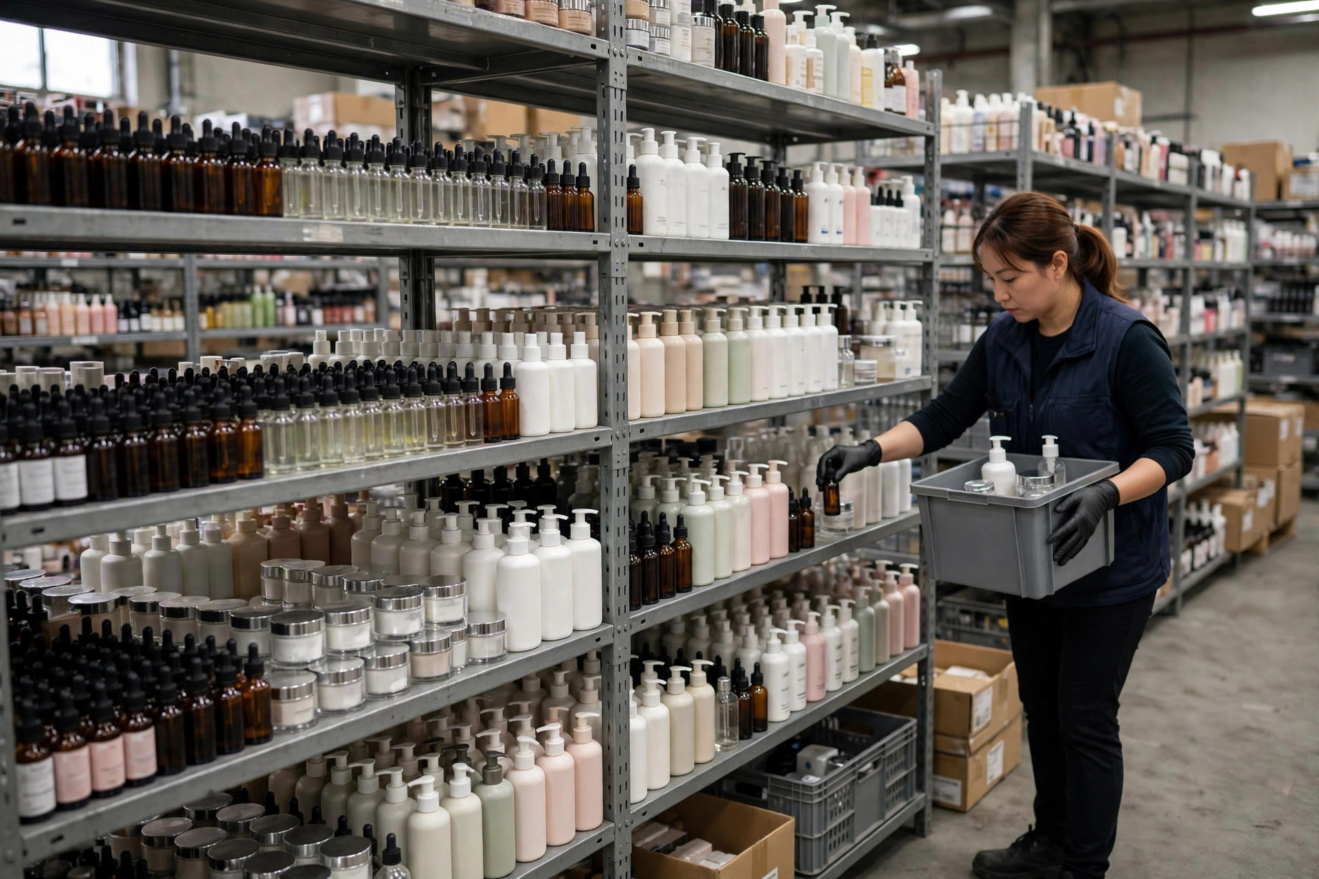Beauty ecommerce warehouse fulfillment: packing station in action