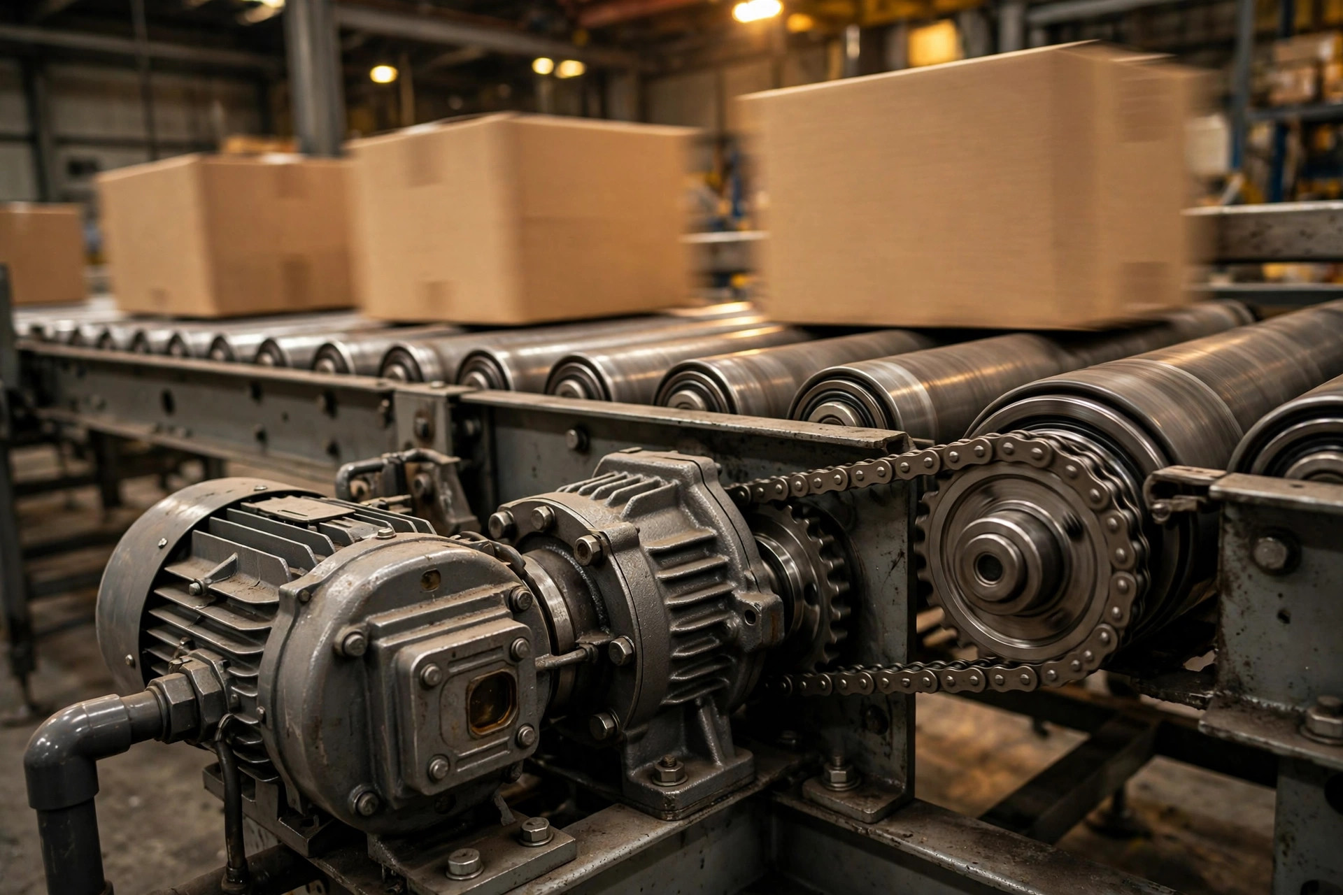 Conveyor drive section close-up