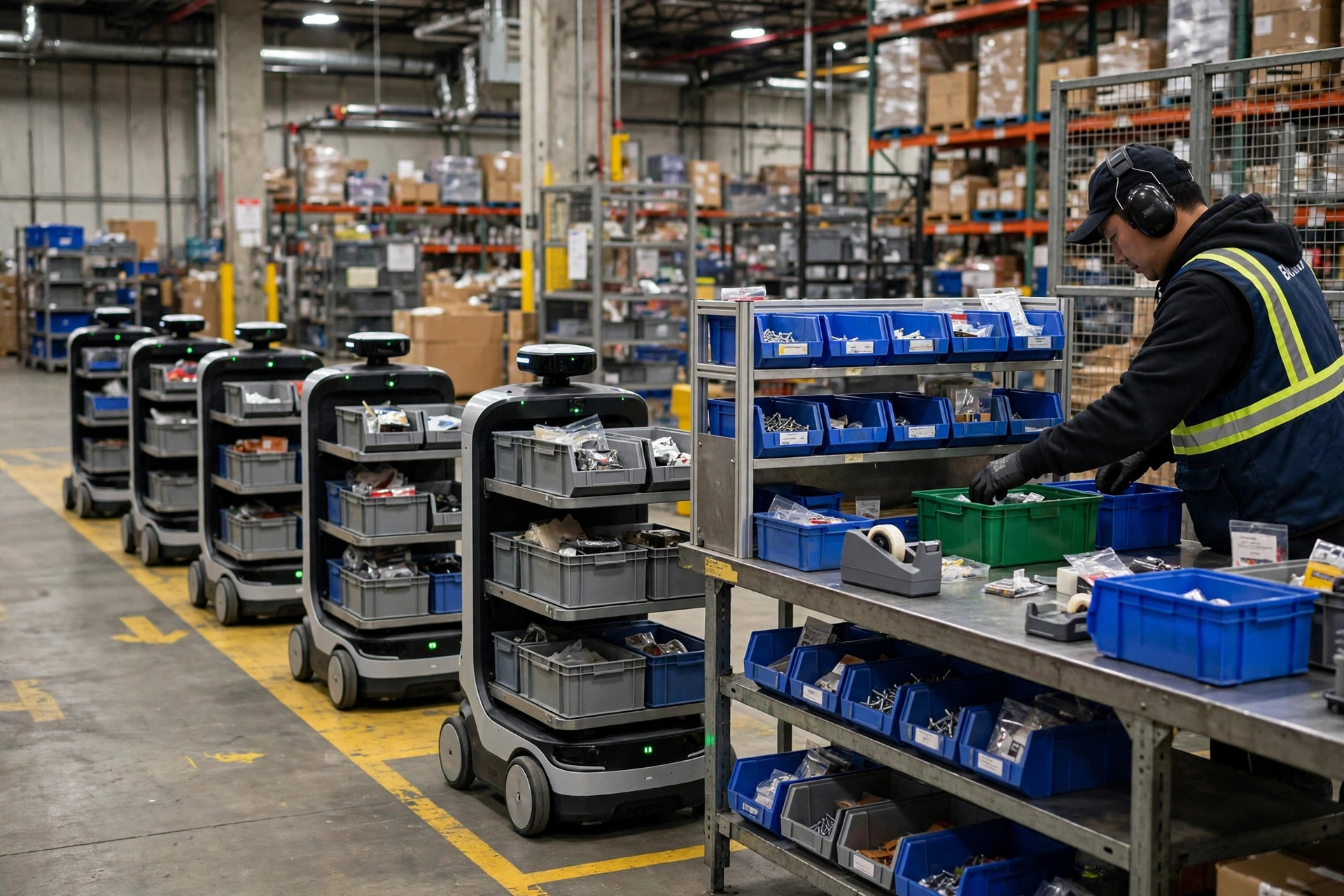 "Estación de picking de mercancía a persona: 3 soluciones cuando el ritmo humano no puede seguir al de los robots"