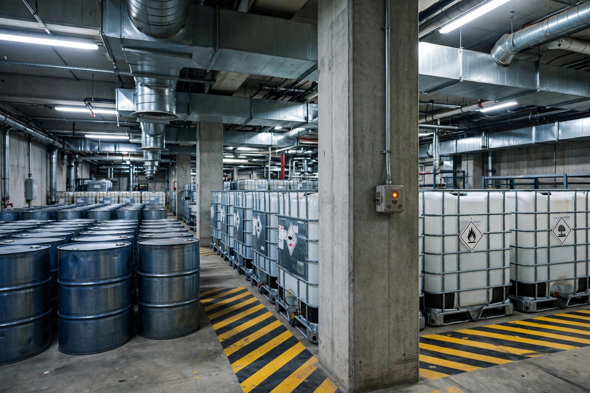 Detección de gases en almacenes de hazmat: colocación de detectores e integración de alarmas