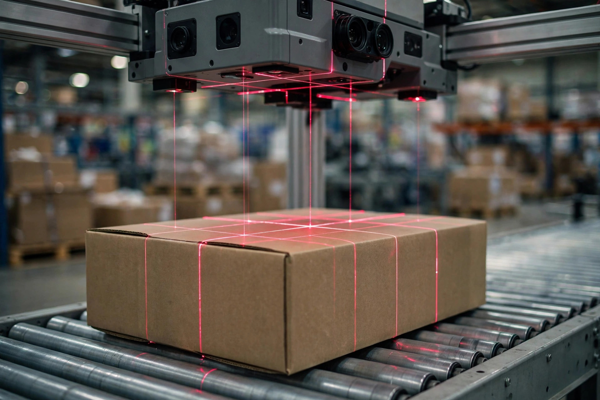 Tamaños de caja organizados en un almacén pequeño