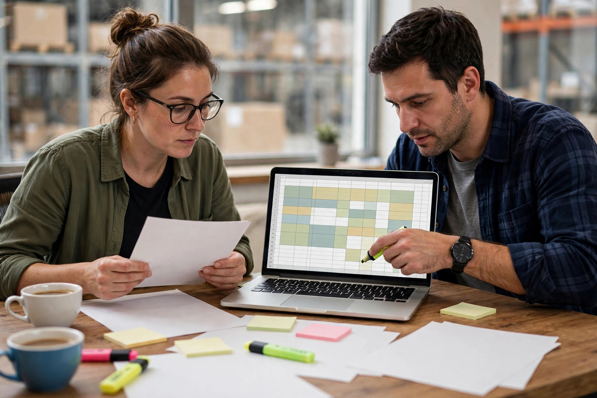Equipo de finanzas cotejando líneas del informe de liquidación del marketplace contra registros del OMS