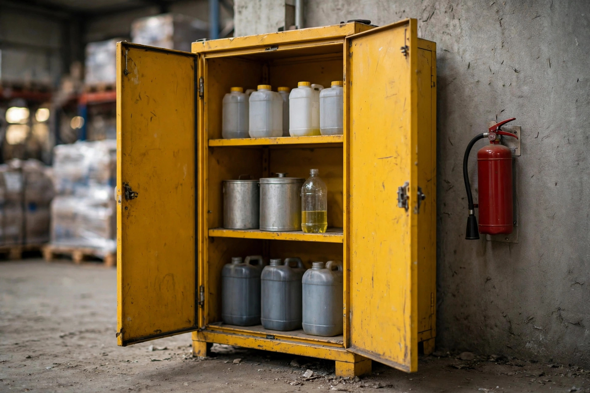 Gros plan sur une armoire de sécurité pour marchandises dangereuses