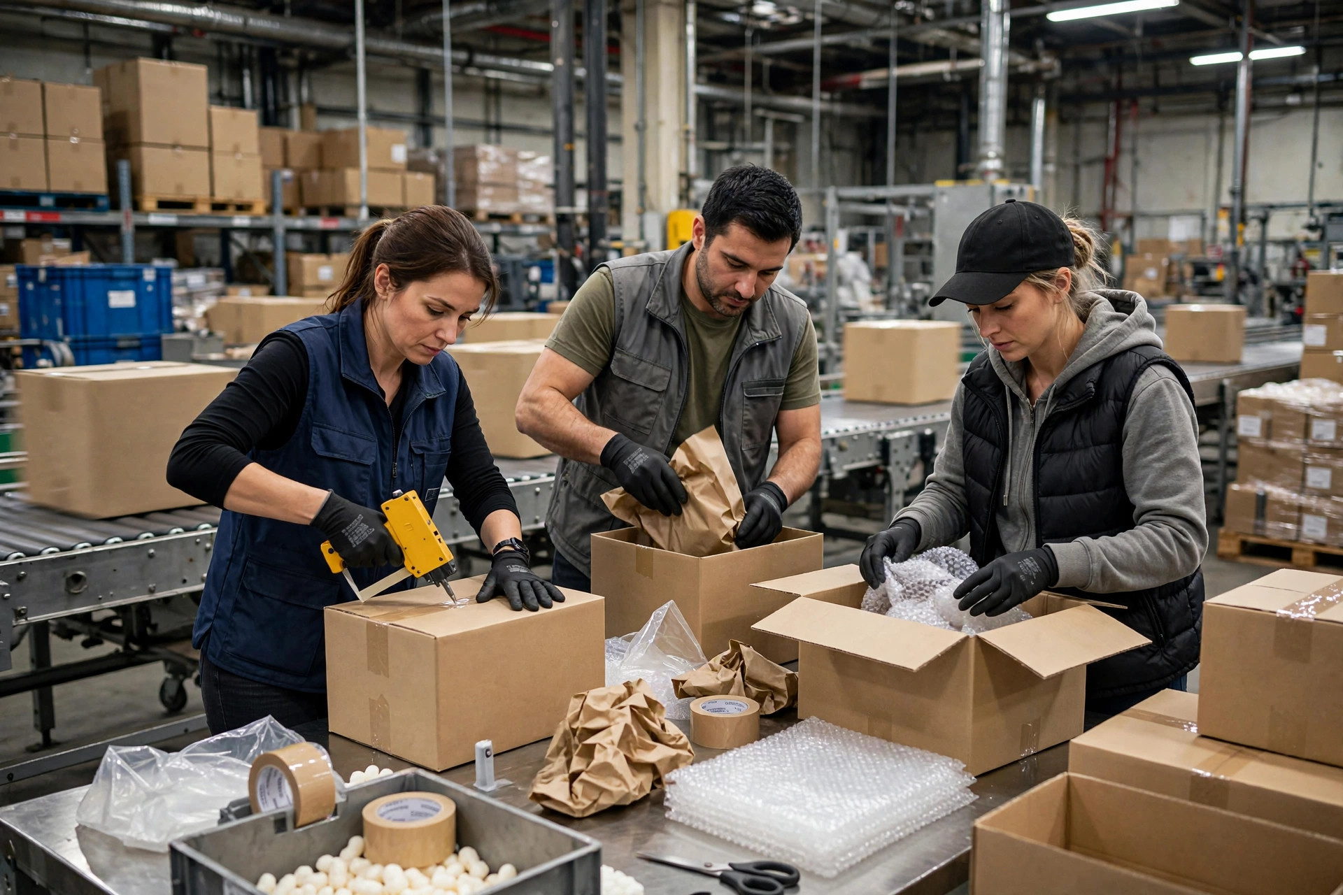 Asociados del almacén recogiendo pedidos