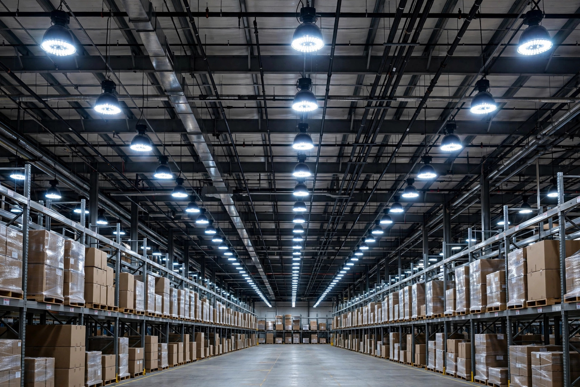 Retrofit LED da iluminação do armazém: níveis de luz, temperatura de cor e a conta de eletricidade