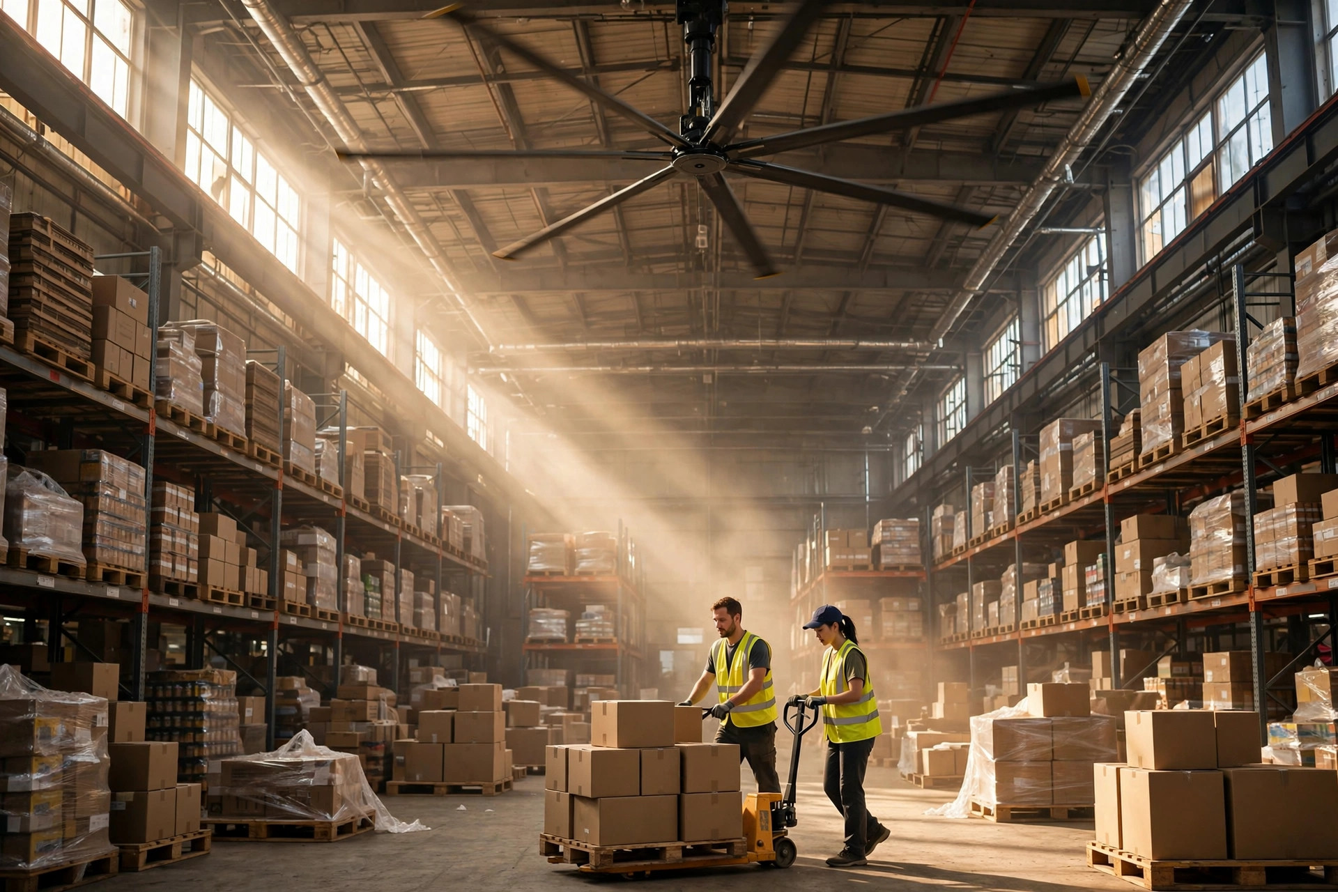 여름철 창고 냉방: HVLS 팬, 지붕 배기, 증발식 냉각——소규모 창고에 진짜로 도움되는 계산
