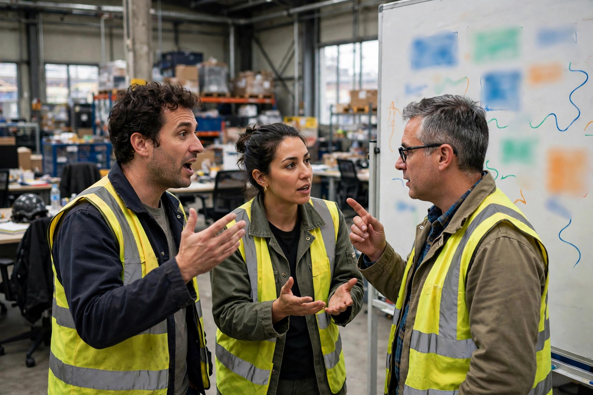Equipo de implementación de WMS trabajando en un almacén