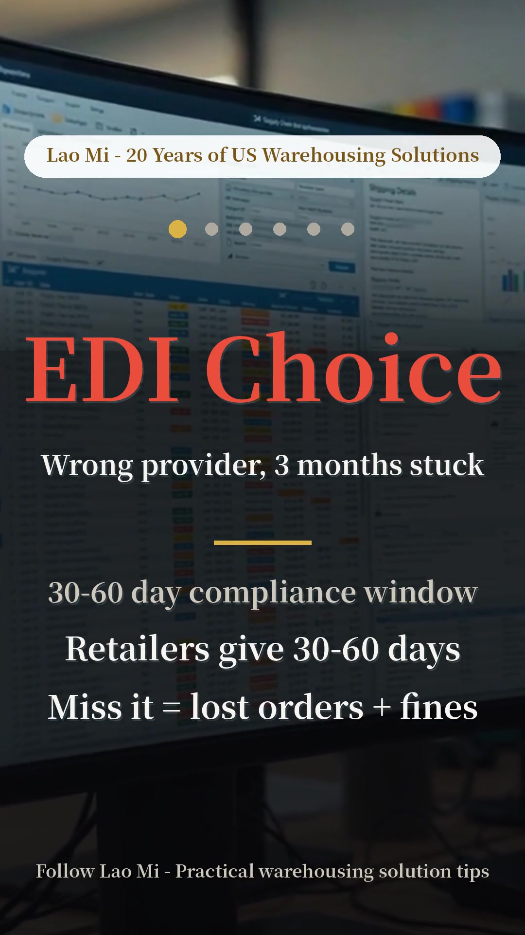 Retailers give you 30 to 60 days to get EDI compliant — pick the wrong provider and onboarding drags for months. Five provider types, the real onboarding timelines, and four traps that stall every project. #warehouse #EDI #supplychain #logistics #3PL